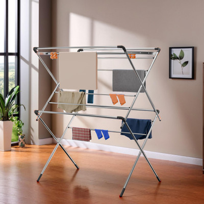 KUBER INDUSTRIES Steel Floor Cloth Dryer Stand Foldable(3 Tier)