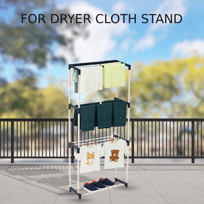 SRMAJI STORE Plastic Ceiling Cloth Dryer Stand Clothes Stand for Drying Portable 3 Layer Rack for Cloth And 1 Layer for shoes(4 Tier)