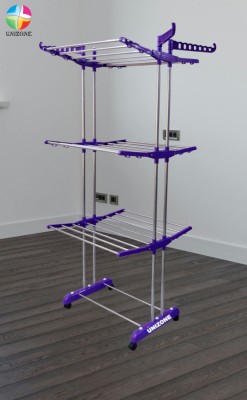 Unizone Steel, Aluminium, Plastic Floor Cloth Dryer Stand - 12 Month Warranty - Stainless Steel cloth Rack Cloth Dryer Stand DV3 - 731(3 Tier)