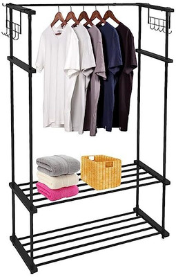 ADA Aluminium Floor Cloth Dryer Stand High Density Drizzle Metal Garment Rack with Side Hooks(2 Tier)