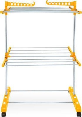 Sukot Steel, Plastic Floor Cloth Dryer Stand ORANGE SINGLE POLL 2T CLOTH DRYING STAND(2 Tier)