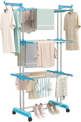 Aristrocraft Steel Floor Cloth Dryer Stand Premium Heavy Duty Stainless Steel Laundry Racks for Drying - Indoor/Balcony(3 Tier)