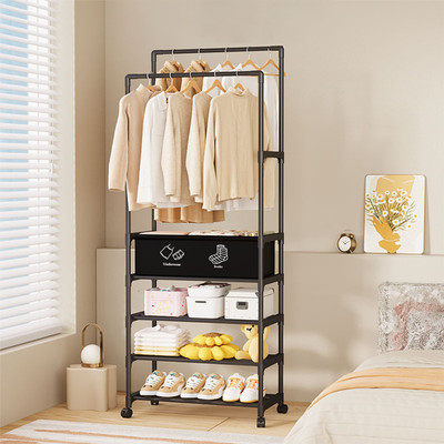 lukzer Steel Floor Cloth Dryer Stand Black 5 Layer with 2 Tier Cloth Stand(2 Tier)