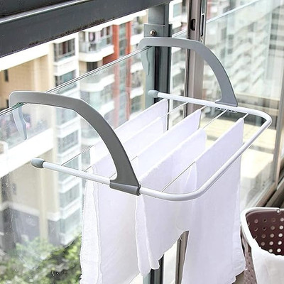 QPBM Plastic Wall Cloth Dryer Stand Folding Drying Rack for Clothes Balcony Dryer Rack Hanger for Small Clothes(1 Tier)