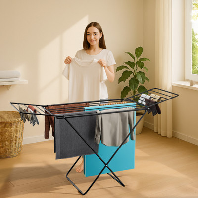 KUBER INDUSTRIES Steel Floor Cloth Dryer Stand Foldable(1 Tier)