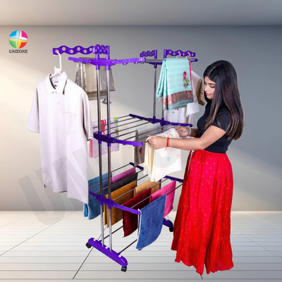 Unizone Steel, Aluminium, Plastic Floor Cloth Dryer Stand 12 Month Warranty Cloth Stand Dryer Rack T-CDS-4TIER-JB2SS-0103 (4 Tier)(3 Tier)