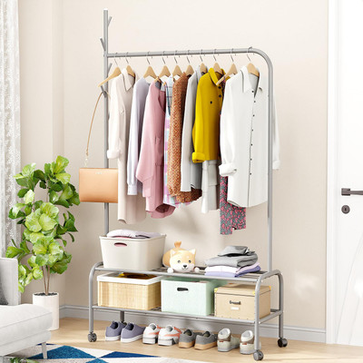 lukzer Steel Floor Cloth Dryer Stand MGR-006 Cloth Stand with 2 Bottom Shelves(1 Tier)
