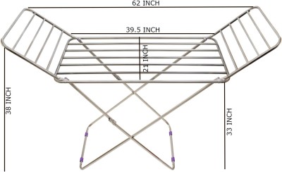 Unizone Steel, Plastic, Aluminium Floor Cloth Dryer Stand Made In India Square Pipes Foldable (1 Tier)Medium Pure Steel Palang Stand(1 Tier)