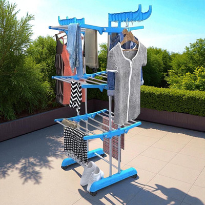 QUXOZO Steel Floor Cloth Dryer Stand 12Month Warranty Rust Free Premium Material-92(3 Tier)