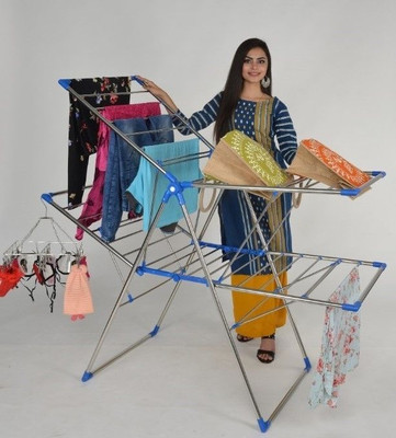 TNC Steel, Plastic Floor Cloth Dryer Stand T-BLUE BUTTERFLY-2T-201(2 Tier)