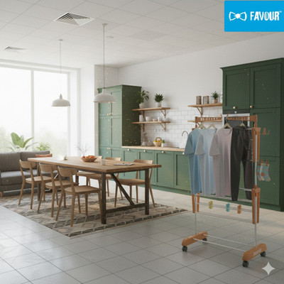 FAVOUR Plastic, Steel Floor Cloth Dryer Stand O12TR12028(2 Tier)