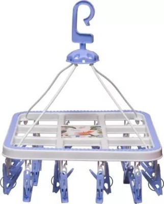 Philocaly Enterprise Plastic Ceiling Cloth Dryer Stand HANGING GARDEN SQUARE 24 CLIPS BLUE(1 Tier)