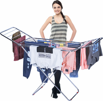 INDISWAN Steel Floor Cloth Dryer Stand Stainless Steel Double Flap Foldable(1 Tier)