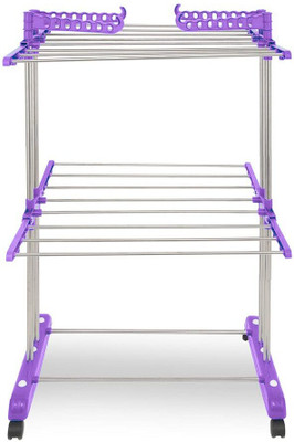 Sukot Steel, Aluminium, Plastic Floor Cloth Dryer Stand 2 TIER CLOTH DRYER STAND MOVABLE AND FOLDABLE RACK(2 Tier)