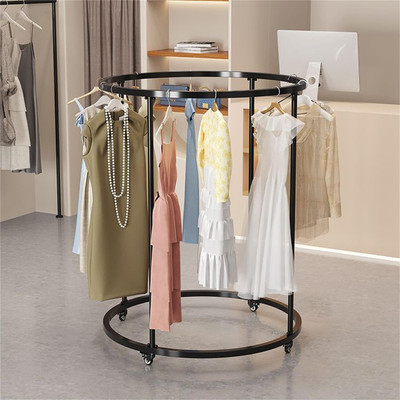 KriShyam ® 360° Rotating Round Garment Rack with Wheels for Clothes & Accessories Carbon Steel Collapsible Wardrobe(Finish Color - Round with 4 Wheels-Black, DIY(Do-It-Yourself))