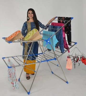 Sukot Steel, Plastic Floor Cloth Dryer Stand S-CDS-BLUE BUTTERFLY-2T-202(2 Tier)
