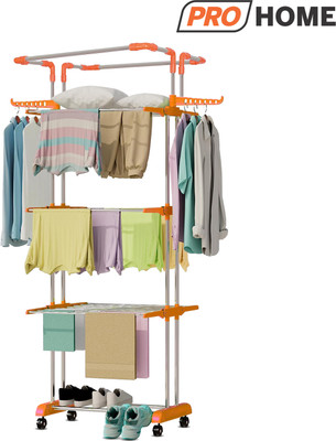 ProHome Steel Floor Cloth Dryer Stand Tower 4 Tier Rust Free Premium Material with Wheels(4 Tier)