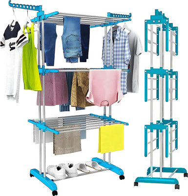 GREEDYFOX Steel, Plastic Floor Cloth Dryer Stand 3 layer Cloth Dryer Stand(3 Tier)