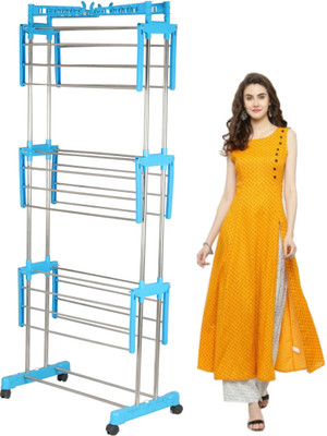 RAFTTAR Steel, Plastic Floor Cloth Dryer Stand RF Stainless Steel Foldable CLOTH DRYER STAND (3 TIER)(3 Tier)