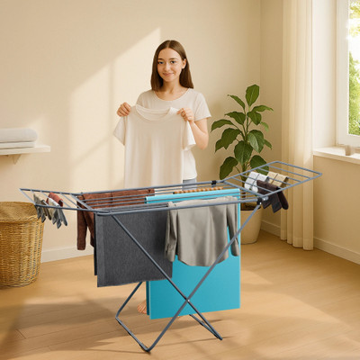 KUBER INDUSTRIES Steel Floor Cloth Dryer Stand Foldable(1 Tier)