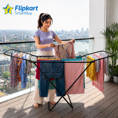 Flipkart SmartBuy Steel Floor Cloth Dryer Stand Perfect Use for Balcony and Indoor Laundry Racks for Drying Clothes(1 Tier)