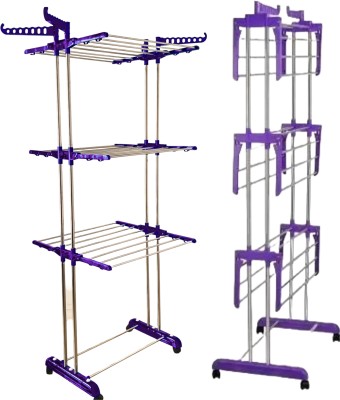 Flipkart SmartBuy Steel, Plastic Floor Cloth Dryer Stand MODERN AND FOLDABLE INDOOR AND OUTDOOR CLOTHES DRYING RACK(3 Tier)