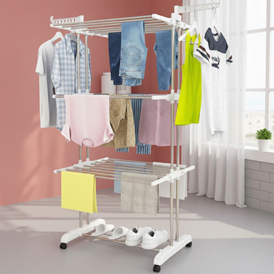 TNG Plastic, Steel Floor Cloth Dryer Stand Durable Stainless Steel, white Clothes Drying rack For Indoor, Outdoor(3 Tier)