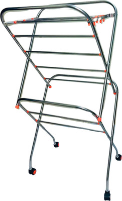 Dervino Steel Floor Cloth Dryer Stand Mini Fullband 4 Ft Wheel Heavy Duty Rustfree Dryer For Balcony(2 Tier)