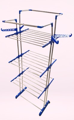 HomeMate Plastic, Steel Floor Cloth Dryer Stand Made In India Jumbo Double Pole 3 tier Stainless steel Easy to Move Cloth Stand(3 Tier)