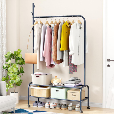 lukzer Steel Floor Cloth Dryer Stand MGR-006 Cloth Stand with 2 Bottom Shelves(1 Tier)