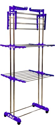 TNC Steel Floor Cloth Dryer Stand Heavy Stainless Steel Double Pole 3 Tier Foldable & Movable Cloth Rack V-334(3 Tier)