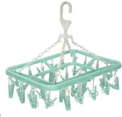 Collectrio Plastic Ceiling Cloth Dryer Stand 360 Degree Portable & Rotatable 32 Clips Space Saving(1 Tier)