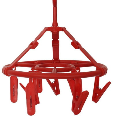Sukhson India Plastic Ceiling Cloth Dryer Stand RoundeasyHanger9-Red(1 Tier)
