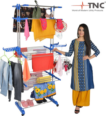 TNC Steel, Plastic, Aluminium Floor Cloth Dryer Stand MODERN AND FOLDABLE INDOOR AND OUTDOOR JUMBO CLOTHES DRYING RACK(3 Tier)
