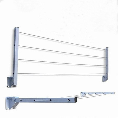 glitz Steel Wall Cloth Dryer Stand Foldable Wall Mount Clothes drying Rack 4 Wire with Free Clothesline(4 Tier)