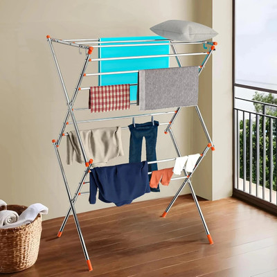 HOMESTIC by Kuber Industries Steel Floor Cloth Dryer Stand Foldable(4 Tier)