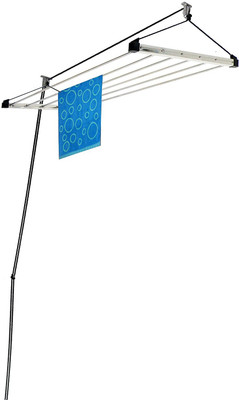 TSP Steel Ceiling Cloth Dryer Stand 7 Pipe X 4 Feet Full Frame Rope Hanger Hook(1 Tier)