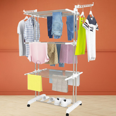 TNG Plastic, Steel Floor Cloth Dryer Stand Stainless Steel, Clothes White Drying Stand For Indoor, Outdoor And Balcony(3 Tier)