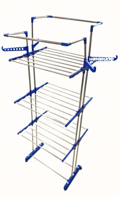 HomeMate Plastic, Steel Floor Cloth Dryer Stand Jumbo Double Pole 3 Tier Heavy Stainless steel Movable & Foldable Cloth Rack(3 Tier)