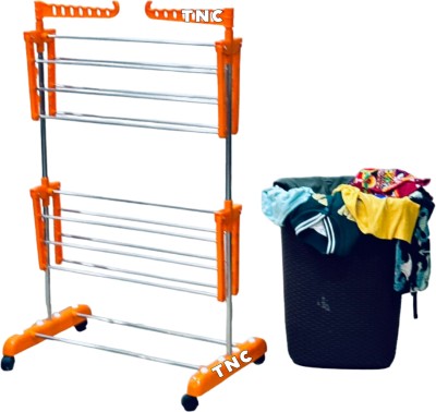 TNC Steel, Plastic Floor Cloth Dryer Stand Stainless Steel Made In India Single Pole 2 Tier Movable Stand V-382(2 Tier)