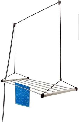 TSP Steel Ceiling Cloth Dryer Stand 7 Pipe X 7 Feet Full Frame Rope Hanger Hook(1 Tier)