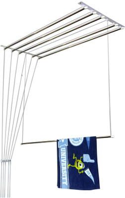 Homwell Steel Ceiling Cloth Dryer Stand 6 Pipe X 6 Feet UV Protected Nylon Ropes Individual dropdown Cloth Drying Stand(1 Tier)