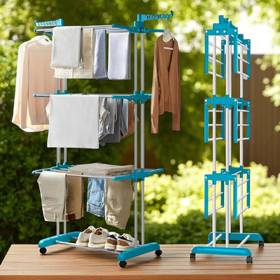 QUXOZO Steel Floor Cloth Dryer Stand 12Month Warranty Rust Free Premium Material-128(3 Tier)