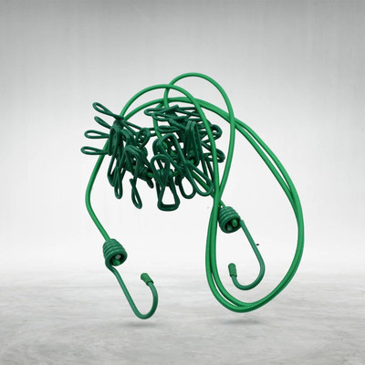 KVA Green Cloth Drying Rope with Hooks Hanging Rope for Cloth Drying with 12 Clips Nylon Retractable Clothesline(1 m)