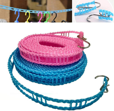 XBEY Nylon Clothesline Windproof Clothes Drying Rope Travel Clothes Line Polyester Retractable Clothesline(5 m)