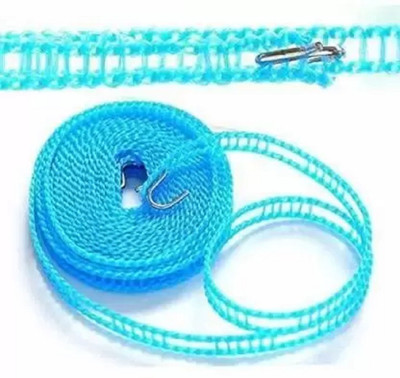 ABlue Clipper Clothes Washing Line Drying Nylon Rope with Hooks ROPE Nylon Clothesline(5 m)