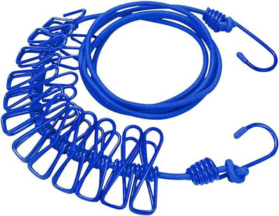 VRTREND Portable Clothes Rope for Clothing line with 12 Clips, for Indoor Laundry Drying Nylon Retractable Clothesline(2 m)