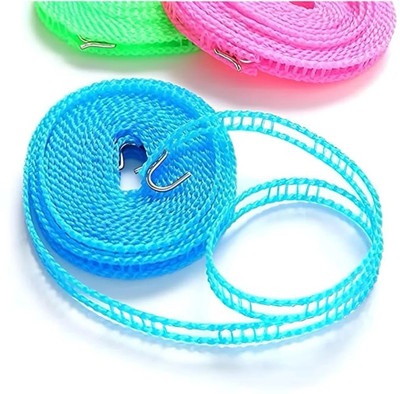 Shreejee Clothes Drying Rope with Hooks, Windproof, Anti-Slip Nylon Retractable Clothesline(5 m)