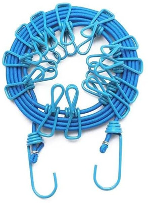 BoldFire Multi Functional Clothes Hanging Rope with 12 Clips & 2 Hooks for Clothes Drying Stainless Steel, Nylon, Plastic Retractable Clothesline(1.8 m)