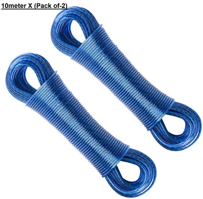 SVDK PVC Coated Steel Wire Rope for Drying Clothes with 2 Plastic Hooks-(Pack of-2) Plastic, Steel Clothesline(20 m)